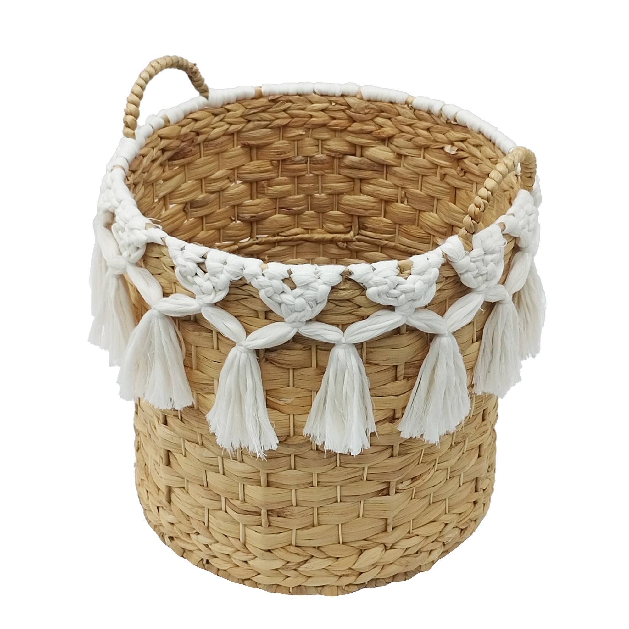 15" Water Hyacinth Basket with Tassels by Ashland®